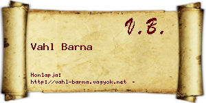 Vahl Barna névjegykártya